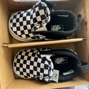 Vans Kids Black and White Checkerboard Slip-On Sneakers